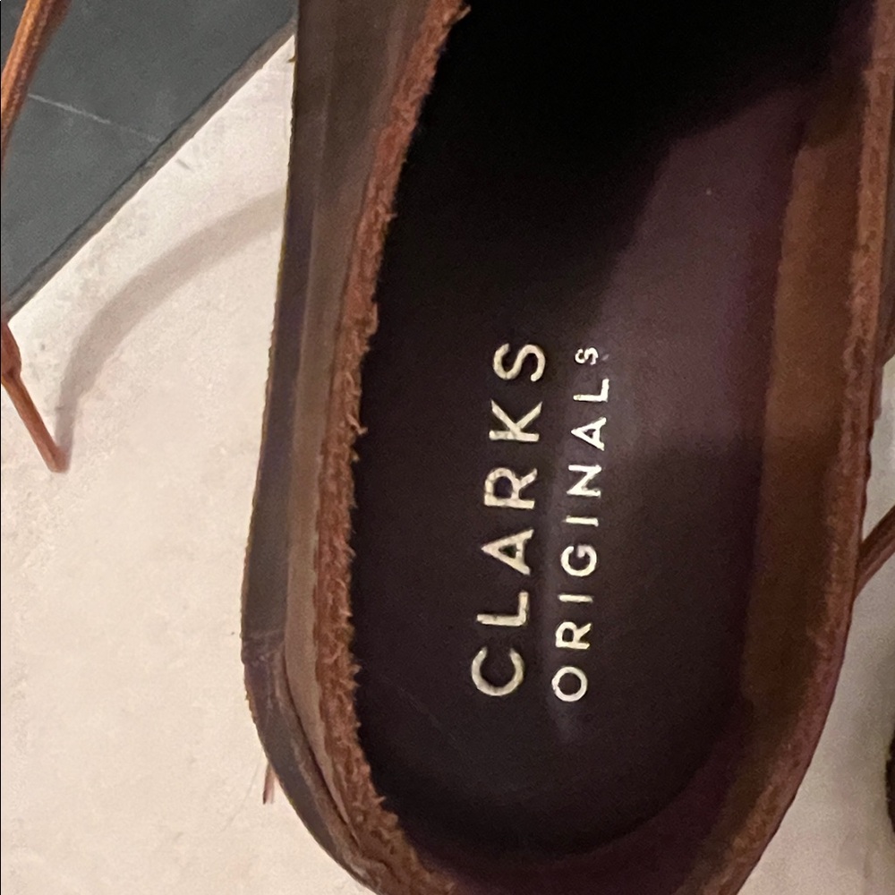 Clarks Dark Brown Leather Loafers with Tan Laces - Picture 2 of 4